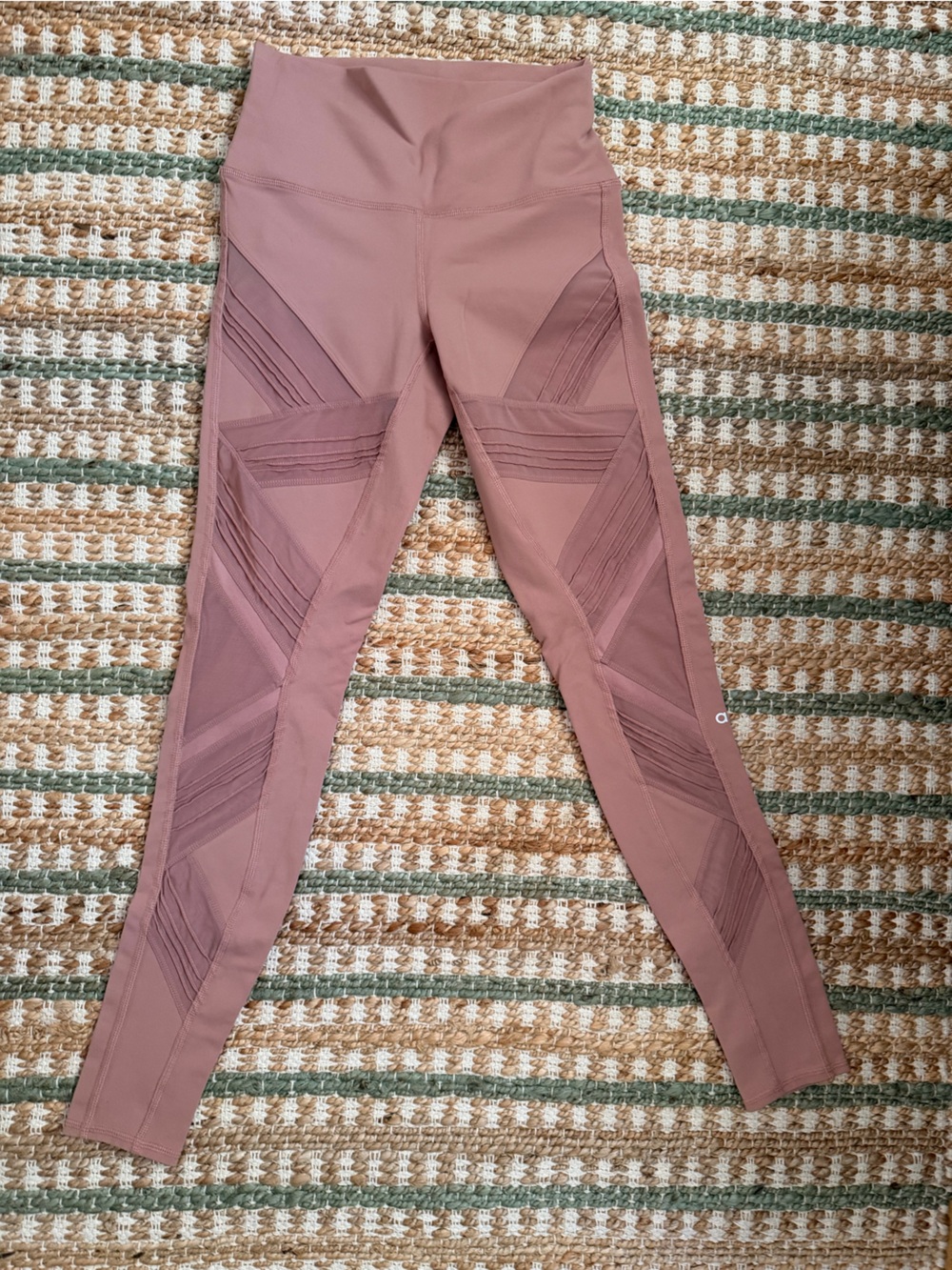 ALO Mauve High-Waist Mesh Panel Leggings